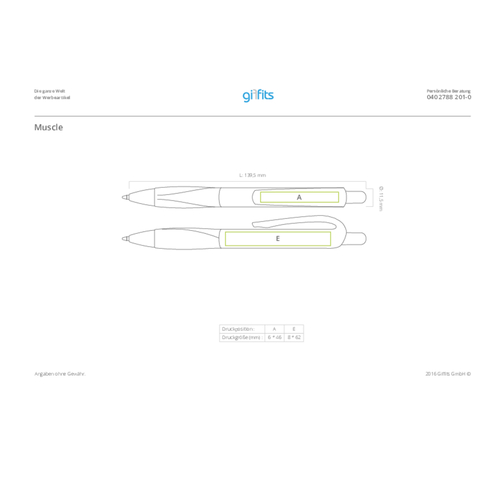 Kugelschreiber Muscle , Promo Effects, lila / weiß, Kunststoff, 14,10cm (Länge), Bild 8