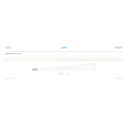 Schlüsselband Basic , Promo Effects, zartbitter, Satin, 92,00cm x 1,30cm (Länge x Breite), Bild 3