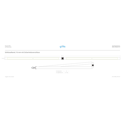 Schlüsselband Basic , Promo Effects, zartbitter, Satin, 92,00cm x 1,60cm (Länge x Breite), Bild 4