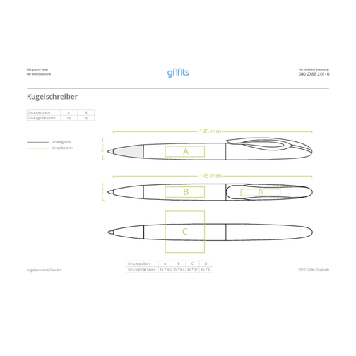 Kugelschreiber Tokio Weiß , Promo Effects, weiß/grün, Kunststoff, 14,50cm x 1,50cm (Länge x Breite), Bild 5