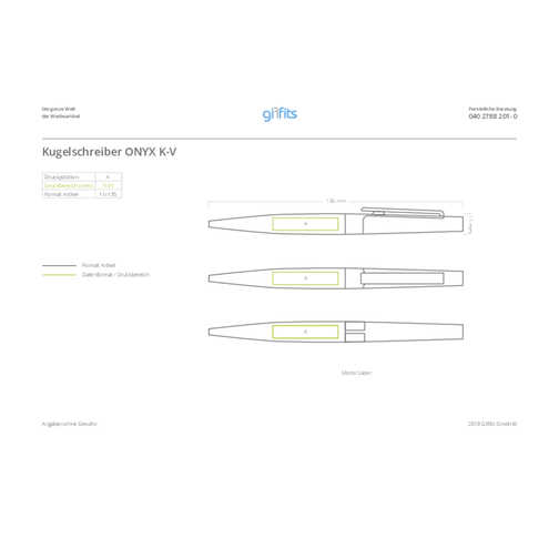 Kugelschreiber ONYX K-V Mit Geschenkverpackung , Promo Effects, schwarz, Metall gummiert, 13,50cm (Länge), Bild 6