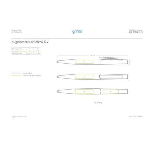 Kugelschreiber ONYX K-V Mit Geschenkverpackung , Promo Effects, schwarz, Metall gummiert, 13,50cm (Länge), Bild 7