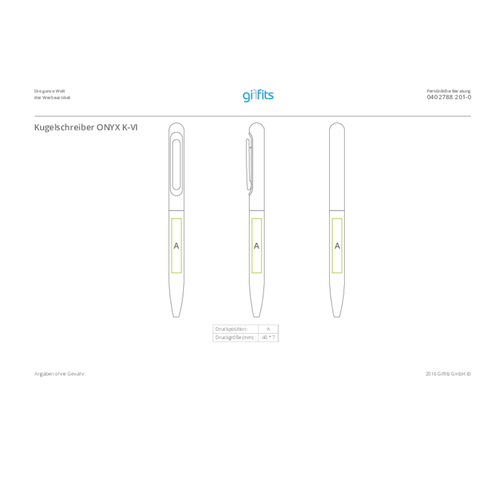 Kugelschreiber ONYX K-VI Mit Geschenkverpackung , Promo Effects, schwarz, Metall gummiert, 14,30cm (Länge), Bild 6
