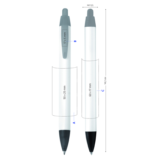 BIC® Wide Body™ Kugelschreiber , BiC, weiß/schwarz, Kunststoff, 14,20cm x 1,50cm (Länge x Breite), Bild 5