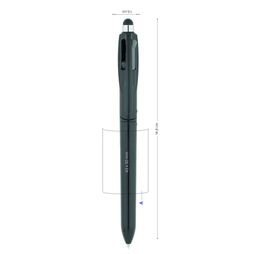 BIC® 4 Colours Stylus Kugelschreiber , BiC, schwarz, Kunststoff, 15,20cm x 1,60cm (Länge x Breite), Bild 6