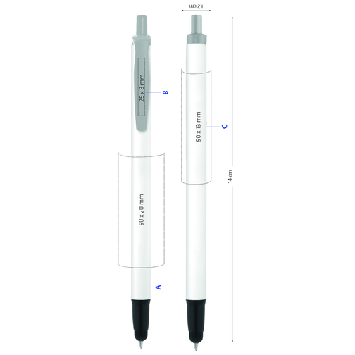 BIC® Clic Stic Stylus Kugelschreiber , BiC, weiß/schwarz, Kunststoff, 14,00cm x 1,20cm (Länge x Breite), Bild 5