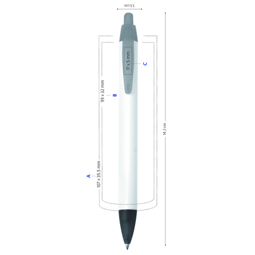 BIC® Wide Body™ Digital Kugelschreiber , BiC, weiss/metallgrau, Kunststoff, 14,20cm x 1,50cm (Länge x Breite), Bild 4