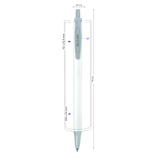 BIC® Clic Stic™ Digital Kugelschreiber , BiC, weiss, Kunststoff, 1,20cm x 14,00cm (Länge x Breite), Bild 6