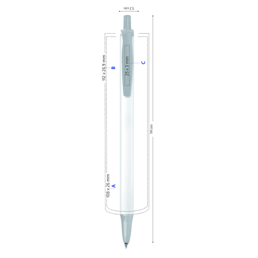 BIC® Clic Stic Digital Kugelschreiber , BiC, weiß/metallgrau, Kunststoff, 14,00cm x 1,20cm (Länge x Breite), Bild 5