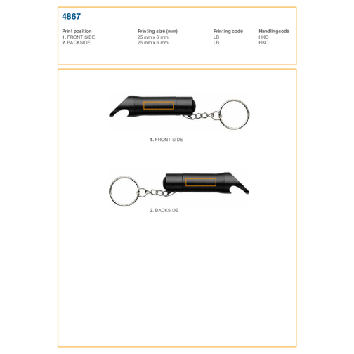 Porte-clés torche et décapsuleur Carla, Image 3
