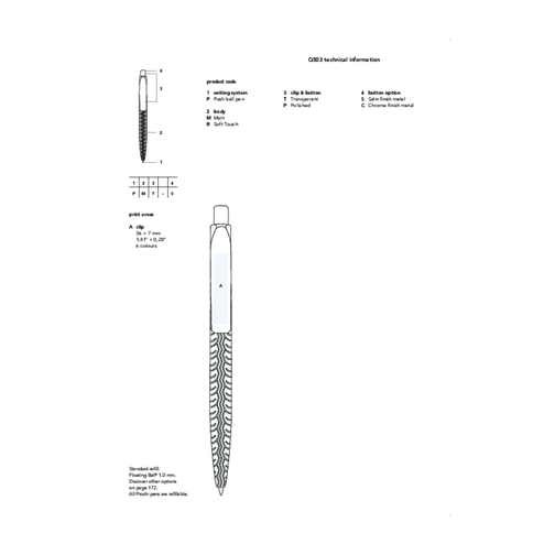 Prodir QS03 PRP Push Kugelschreiber , Prodir, schwarz/silber, Kunststoff/Metall, 14,10cm x 1,60cm (Länge x Breite), Bild 6
