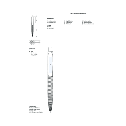 Prodir QS01 PMP Push Kugelschreiber , Prodir, weiß, Kunststoff, 14,10cm x 1,60cm (Länge x Breite), Bild 6