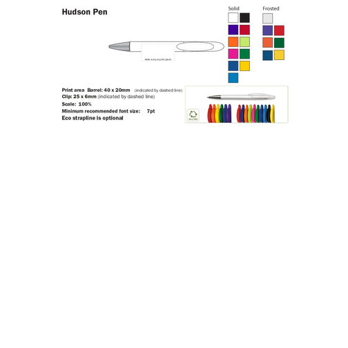Hudson Kugelschreiber - Recycelt , Green&Good, schwarz, biologisch abbaubares Plastik, 14,00cm x 1,10cm x 1,10cm (Länge x Höhe x Breite), Bild 6
