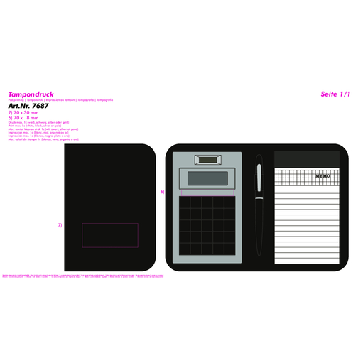 Taschenrechner-Etui , schwarz, silber, KL+PLAS+PAP, 1,60cm x 0,23cm x 1,20cm (Länge x Höhe x Breite), Bild 4