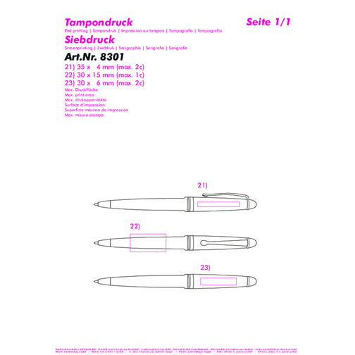 Kappendruck-Kugelschreiber 'Kappa' , schwarz, silber, ABS, 13,60cm (Länge), Bild 4