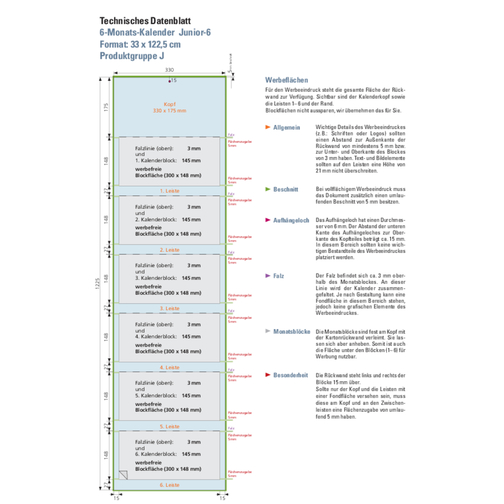 Calendrier mural pliable, planificateur 6 mois 'Junior', Image 2