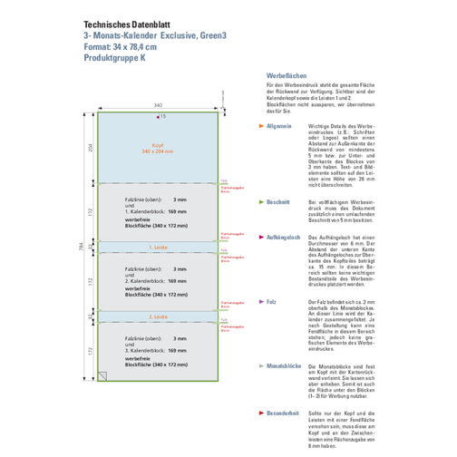 Calendrier mural pliable, agenda de 3 mois 'Exclusif', Image 3
