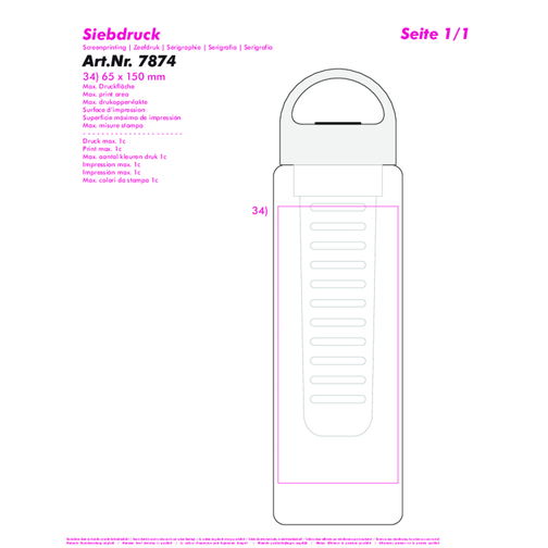 Trinkflasche Mit Infuser , glasklar, rot-transparent, PS+SI+PP, 24,50cm (Höhe), Bild 3