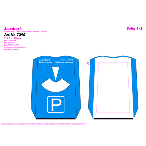 Parkscheibe 'Alpha' , blau, weiß, ABS+PS+PE, 1,50cm x 0,08cm x 1,20cm (Länge x Höhe x Breite), Bild 4