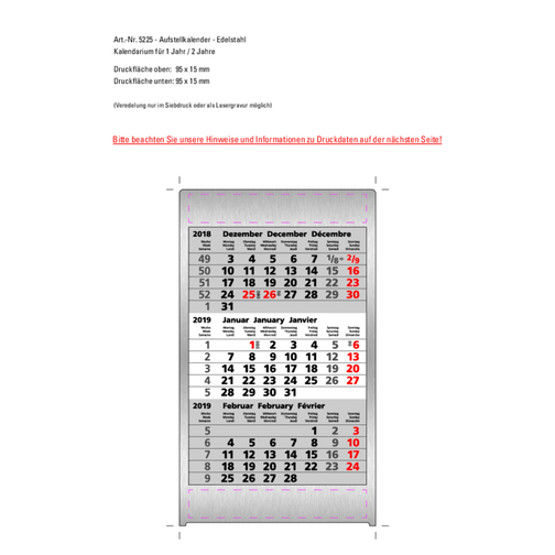 Aufstellkalender Edelstahl 2 Jahre , schwarz, rot, Edelstahl, 10,50cm x 23,00cm (Länge x Breite), Bild 5