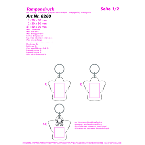 Schlüsselanhänger 'Schutzengel' , weiß, ABS+MET, 5,10cm x 0,30cm x 4,70cm (Länge x Höhe x Breite), Bild 2