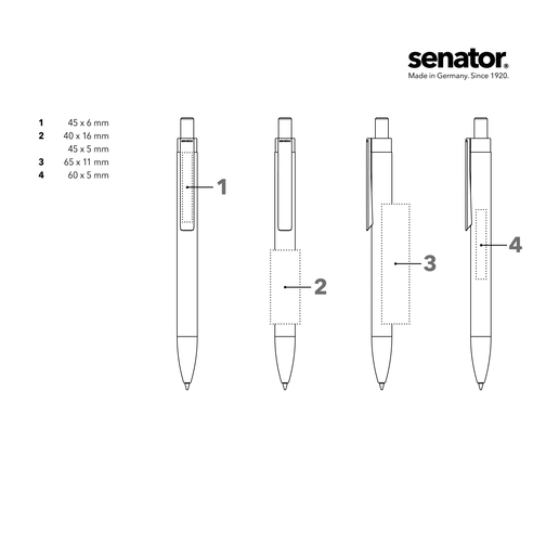 Senator® Polar Druckkugelschreiber , Senator, schwarz, Metall, 11,00cm x 143,00cm x 13,00cm (Länge x Höhe x Breite), Bild 4