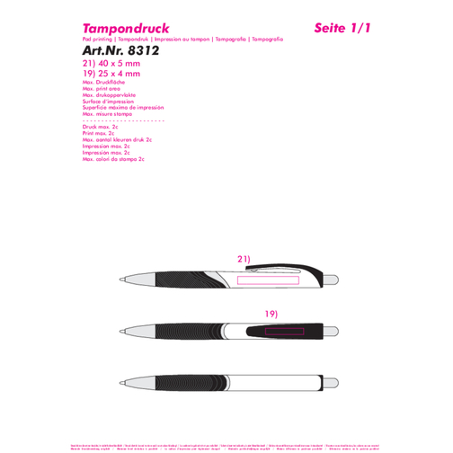 Druckkugelschreiber 'Lambda' , pink, schwarz, ABS, 14,10cm (Länge), Bild 3