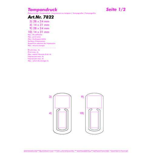 Zettelklammer , weiß, PS, 8,00cm x 0,20cm x 3,50cm (Länge x Höhe x Breite), Bild 3