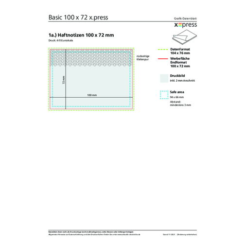 Haftnotiz Basic X.press 100 X 72 Mm , individuell, weißes Haftpapier, 7,20cm x 10,00cm (Länge x Breite), Bild 3