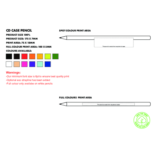 CD-Hüllen Bleistift - Recycelt , Green&Good, weiß, Recycelte CD-Hüllen, 18,00cm x 0,70cm x 0,70cm (Länge x Höhe x Breite), Bild 4