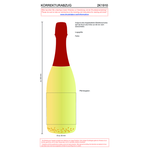 Golden Flakes - Flasche Klar , rot, Glas, 8,30cm x 30,00cm x 8,30cm (Länge x Höhe x Breite), Bild 3