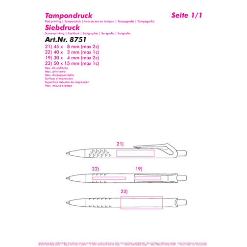 Druckkugelschreiber 'Omikron' , weiss, schwarz, ABS, 14,10cm (Länge), Bild 3