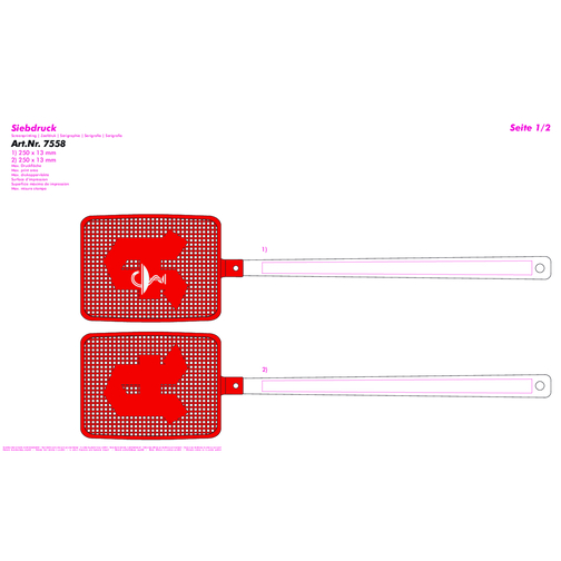 Fliegenklatsche 'Apotheke' , weiß, rot, PE+PS, 43,50cm x 0,50cm x 10,00cm (Länge x Höhe x Breite), Bild 3
