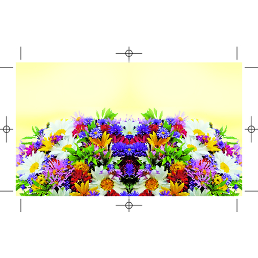 Klappkärtchen Bunte Blumenwelt , bunt, Papier, Folie, Samen, 7,00cm x 8,00cm (Länge x Breite), Bild 2