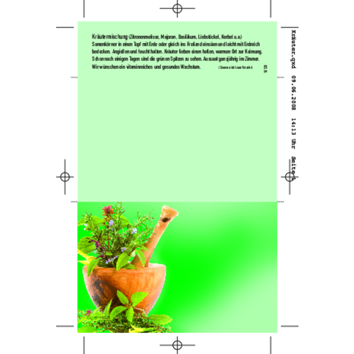 Klappkärtchen Kräuter , grün, Papier, Folie, Samen, 9,00cm x 6,00cm (Länge x Breite), Bild 2