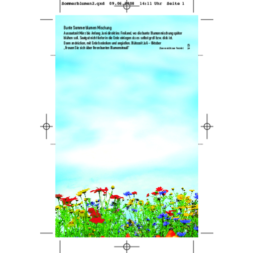 Klappkärtchen Blumenstrauß , bunt, Papier, Folie, Samen, 9,00cm x 6,00cm (Länge x Breite), Bild 2