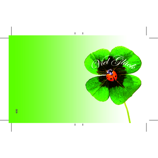 Klappkärtchen Glückskäfer , grün, Papier, Staniol, Schokolade, 7,00cm x 9,00cm (Länge x Breite), Bild 2