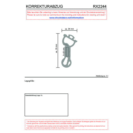 ROMINOX® Key Tool Snake (18 Funktionen) , Edelstahl, 7,00cm x 0,23cm x 3,20cm (Länge x Höhe x Breite), Bild 20