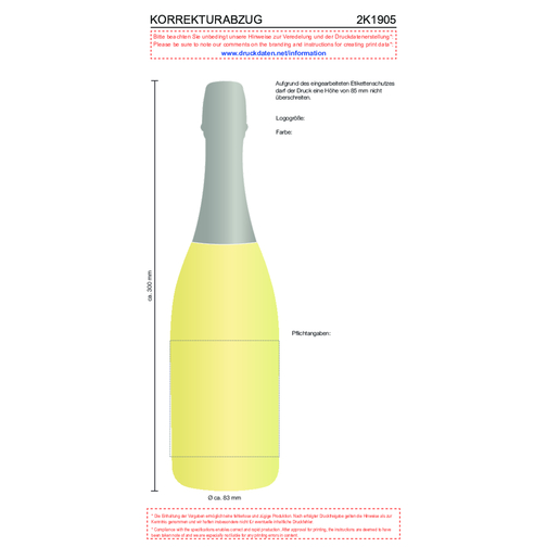 Sekt Cuvée - Flasche Klar , silber, Glas, 8,30cm x 30,00cm x 8,30cm (Länge x Höhe x Breite), Bild 5