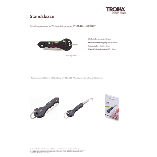 TROIKA Paketmesser HOOK 2 , Troika, schwarz, silberfarben, 420 Edelstahl, Aluminium, 6,80cm x 0,60cm x 2,40cm (Länge x Höhe x Breite), Bild 7