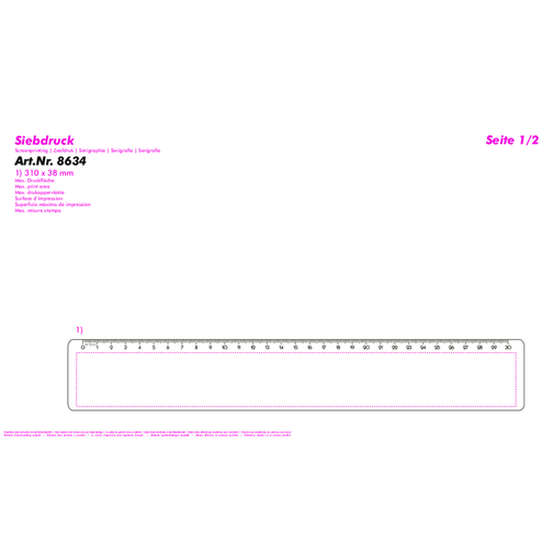 Lineal 'Maxi' 30 Cm , weiß, PS, 32,20cm x 0,20cm x 5,00cm (Länge x Höhe x Breite), Bild 3