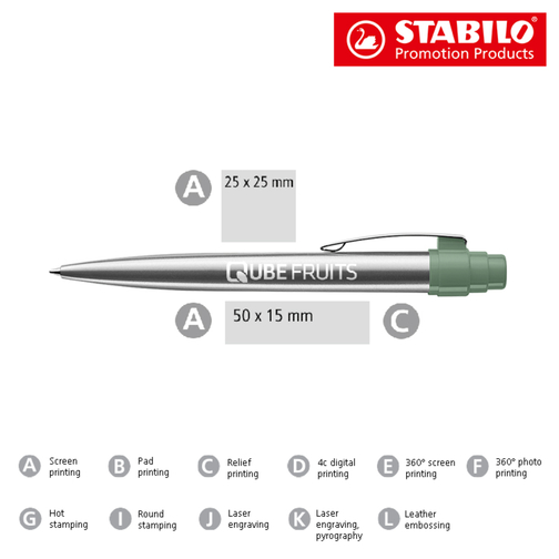 STABILO Style Metal Kugelschreiber , Stabilo, silber/laubgrün, Metall, 14,00cm x 1,90cm x 1,50cm (Länge x Höhe x Breite), Bild 4
