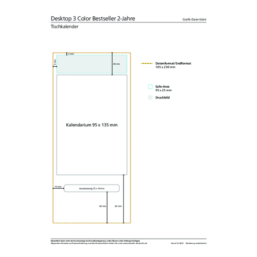 Tisch-Aufstellkalender Desktop 3 Color Bestseller, Weiß, 2-Jahre , weiß, Edelstahl, 23,00cm x 10,50cm (Länge x Breite), Bild 3