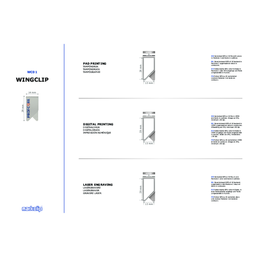 Büroklammer Wingclip Standard , silber, Rostfrei Federbandstahl, 2,90cm x 1,40cm (Länge x Breite), Bild 6