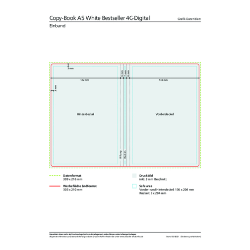 Notizbuch Copy-Book White Bestseller A5, Matt-individuell , matt-individuell, Hochweißes Schreibpapier 90 g/m², 21,00cm x 14,80cm (Länge x Breite), Bild 2