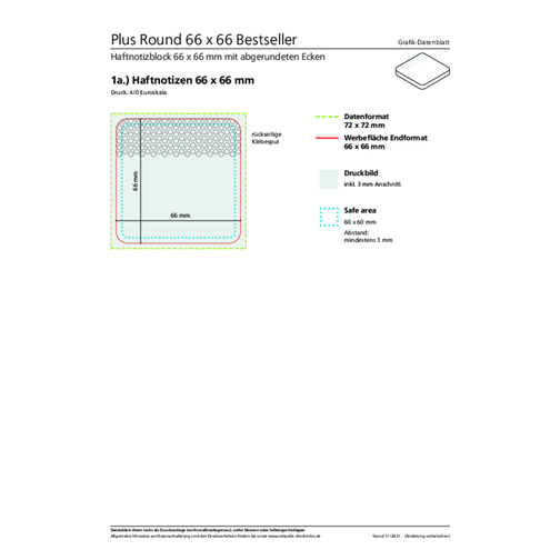 Haftnotiz Plus Round Bestseller, 66 X 66 Mm , individuell, weißes Haftpapier, 6,60cm x 6,60cm (Länge x Breite), Bild 3