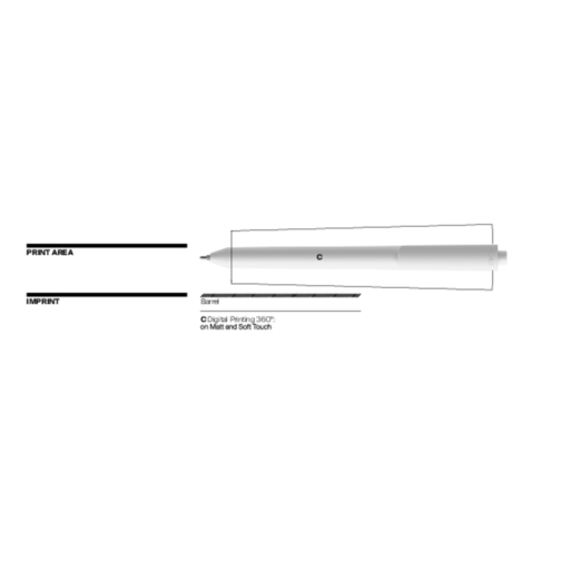 Pigra P03 Soft Touch Push Kugelschreiber , schwarz / weiß, ABS-Kunststoff, 14,00cm x 1,30cm (Länge x Breite), Bild 7