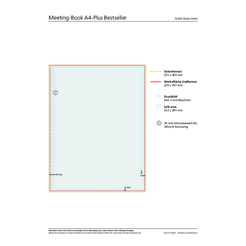 Notizbuch Meeting-Book Bestseller A4-Plus , individuell, Hochweisses Schreibpapier 80 g/m², 29,70cm x 22,50cm (Länge x Breite), Bild 3