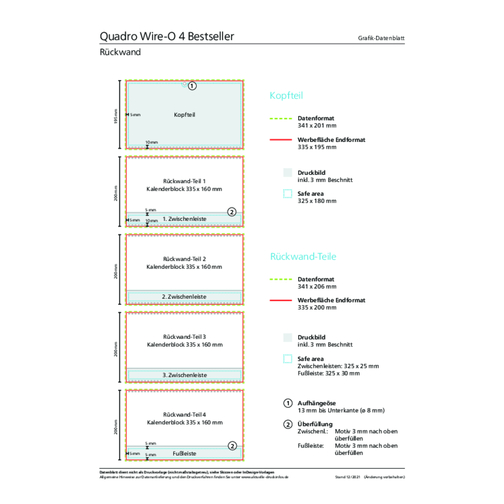 4-Monats-Kalender Quadro Wire-O 4 Bestseller , hellgrau, rot, 99,50cm x 33,50cm (Länge x Breite), Bild 3