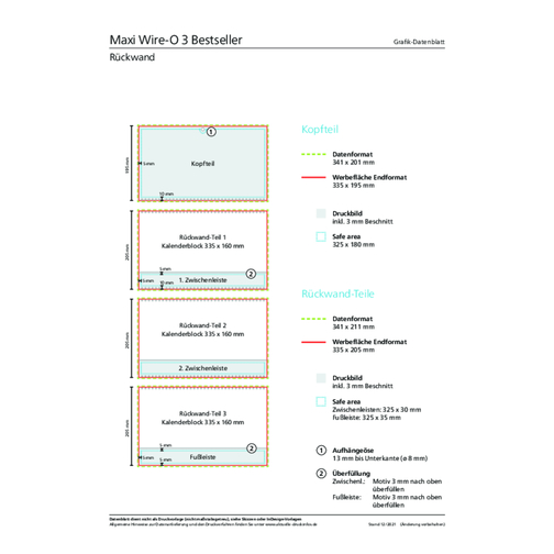 3-Monats-Kalender Maxi Wire-O 3 Bestseller , hellgrau, rot, 81,00cm x 33,50cm (Länge x Breite), Bild 3